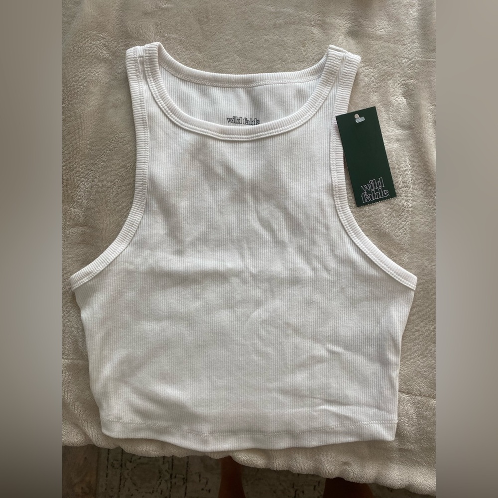 Cropped white tank top NWT